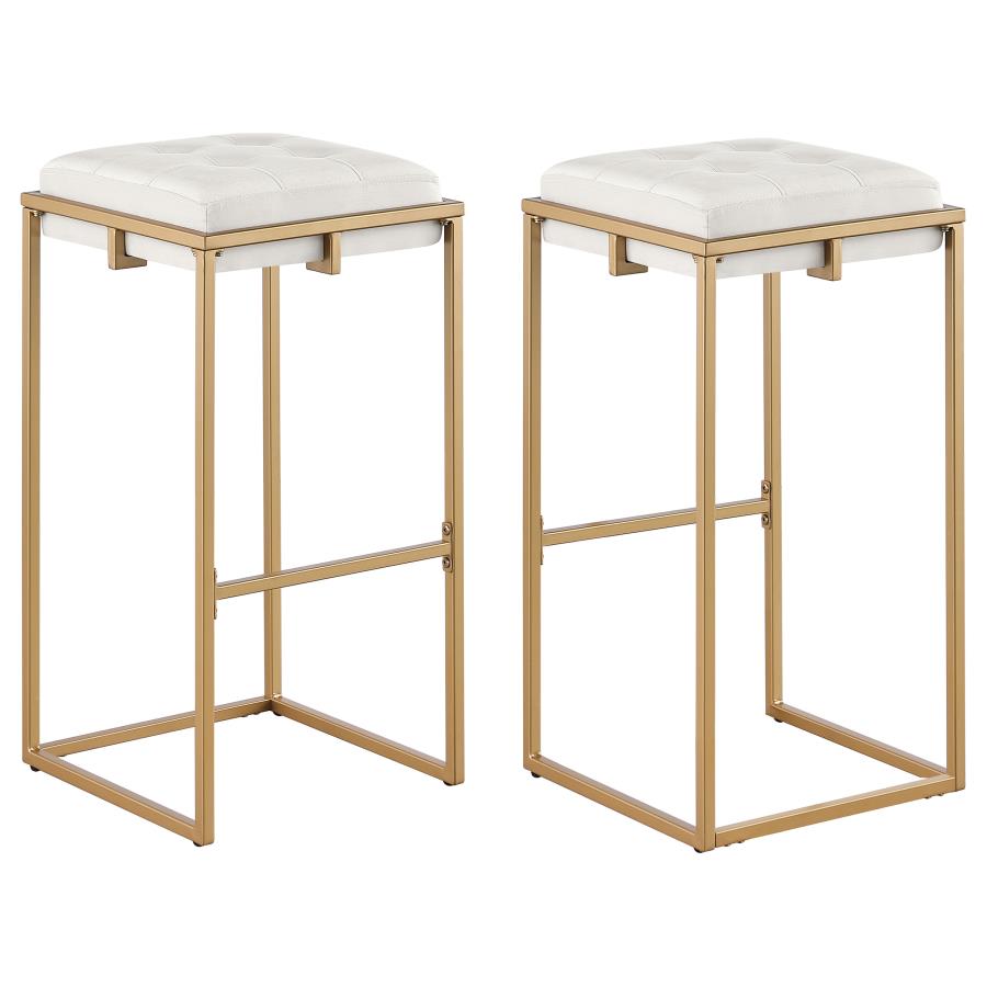 Nadia Upholstered Backless Bar Stool Beige (Set of 2) (image for) Nadia Upholstered Backless Bar Stool Beige (Set of 2)