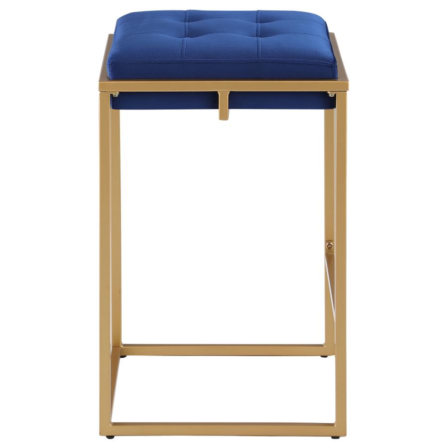 Nadia Upholstered Backless Counter Stool Blue (Set of 2)
