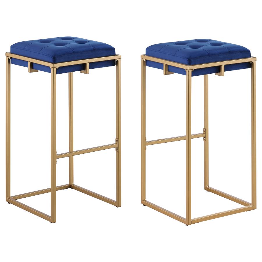 Nadia Upholstered Backless Bar Stool Blue (Set of 2) (image for) Nadia Upholstered Backless Bar Stool Blue (Set of 2)