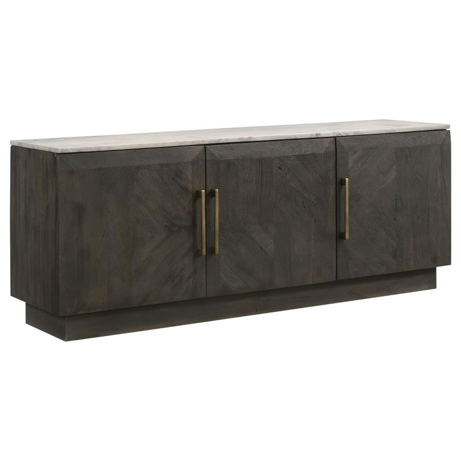Dennis 3-door Marble Top Sideboard Buffet Tobacco Grey (image for) Dennis 3-door Marble Top Sideboard Buffet Tobacco Grey