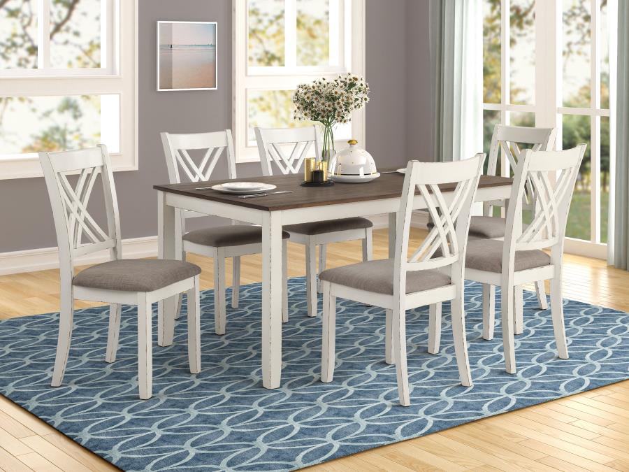 Fortress 7-piece Rectangular Dining Set Vintage Vanilla (image for) Fortress 7-piece Rectangular Dining Set Vintage Vanilla