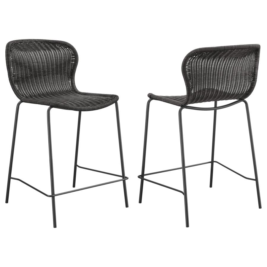 Mckinley Faux Rattan Metal Counter Chair Brown (Set of 2) (image for) Mckinley Faux Rattan Metal Counter Chair Brown (Set of 2)
