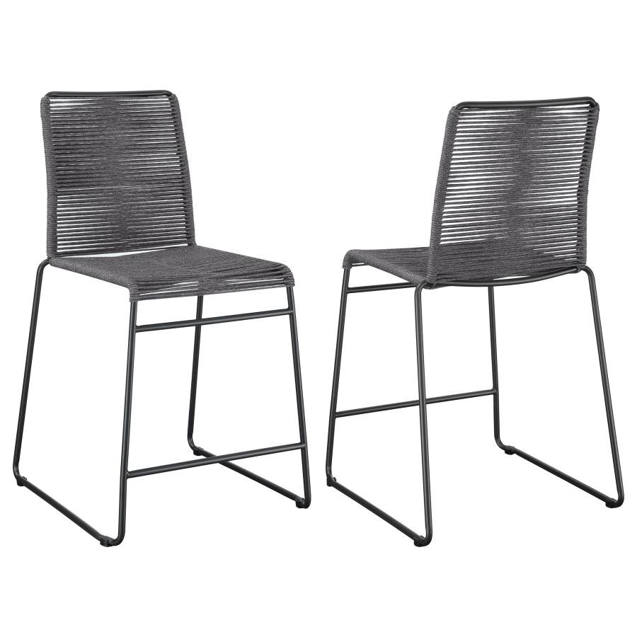 Jerome Woven Rope Metal Counter Chair Charcoal (Set of 2) (image for) Jerome Woven Rope Metal Counter Chair Charcoal (Set of 2)