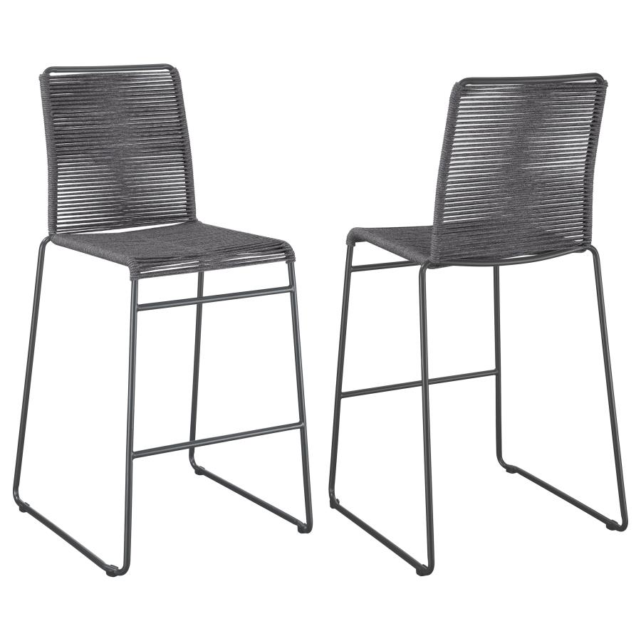Jerome Woven Rope Metal Bar Chair Charcoal (Set of 2) (image for) Jerome Woven Rope Metal Bar Chair Charcoal (Set of 2)