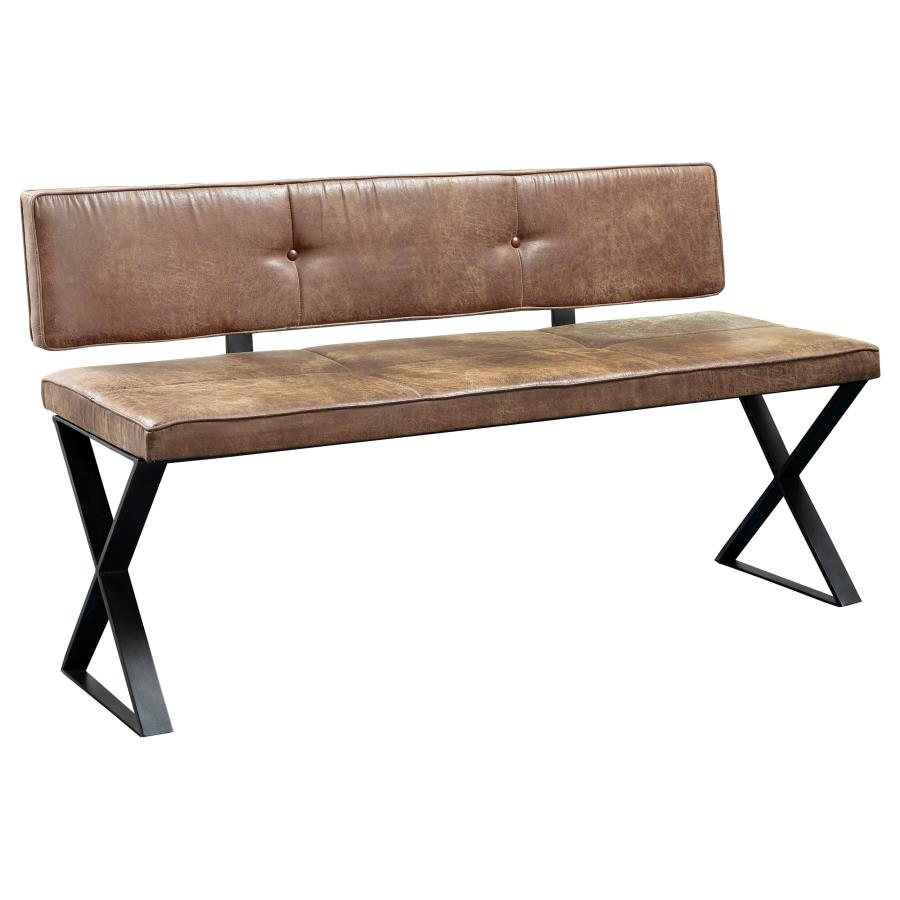 Abbott Leatherette Upholstered Dining Bench Antique Brown (image for) Abbott Leatherette Upholstered Dining Bench Antique Brown