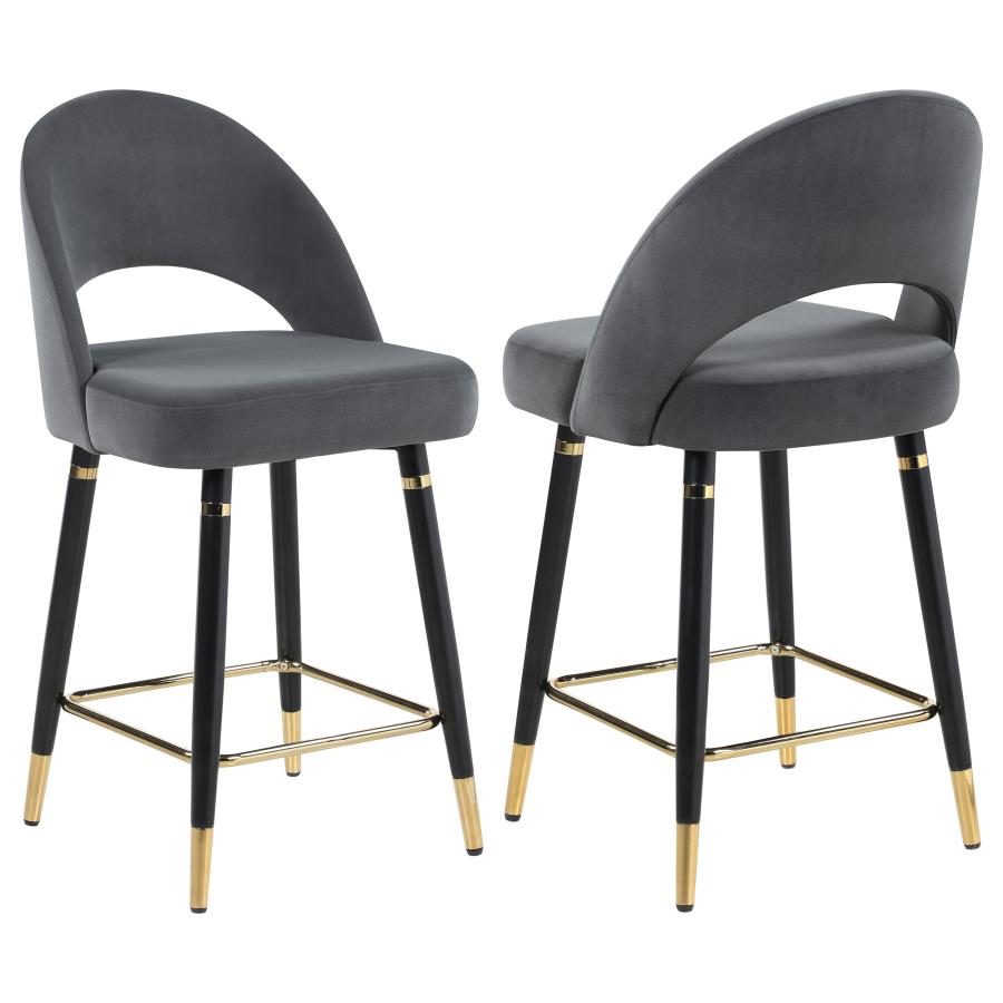 Lindsey Velvet Upholstered Counter Chair Grey (Set of 2) (image for) Lindsey Velvet Upholstered Counter Chair Grey (Set of 2)