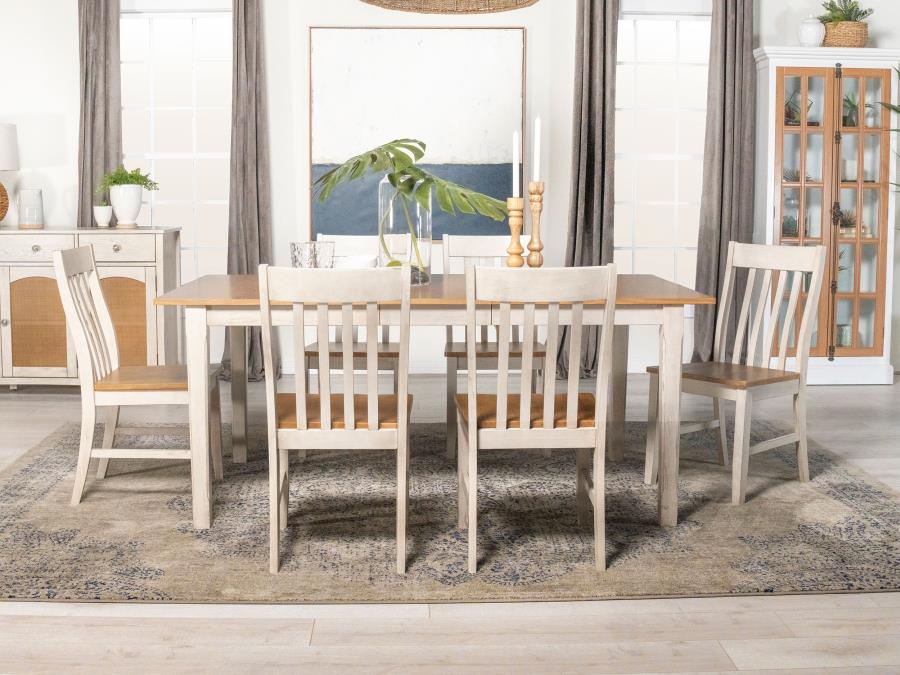 Kirby 7-piece Rectangular Dining Table Set Rustic Off White (image for) Kirby 7-piece Rectangular Dining Table Set Rustic Off White