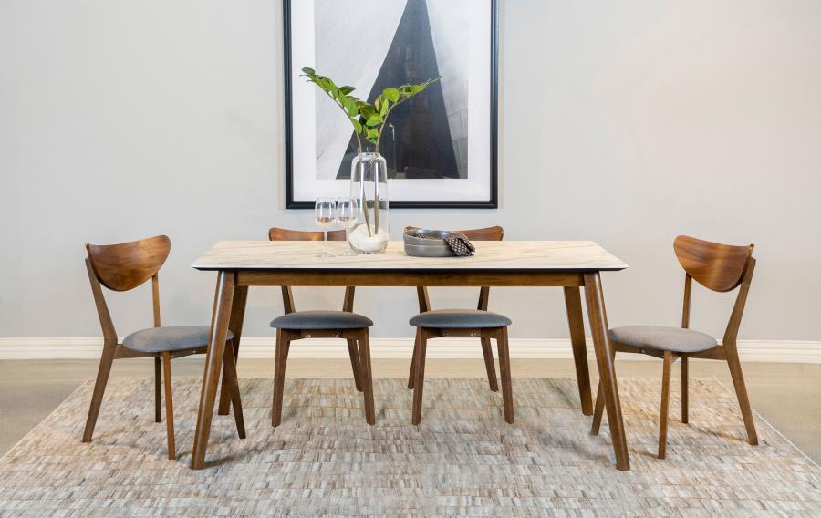 Everett 5-piece Rectangular Dining Table Set Natural Walnut (image for) Everett 5-piece Rectangular Dining Table Set Natural Walnut