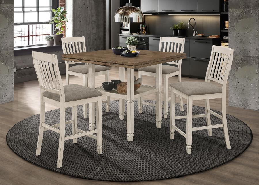 Sarasota 5-piece Drop Leaf Counter Dining Set Rustic Cream (image for) Sarasota 5-piece Drop Leaf Counter Dining Set Rustic Cream