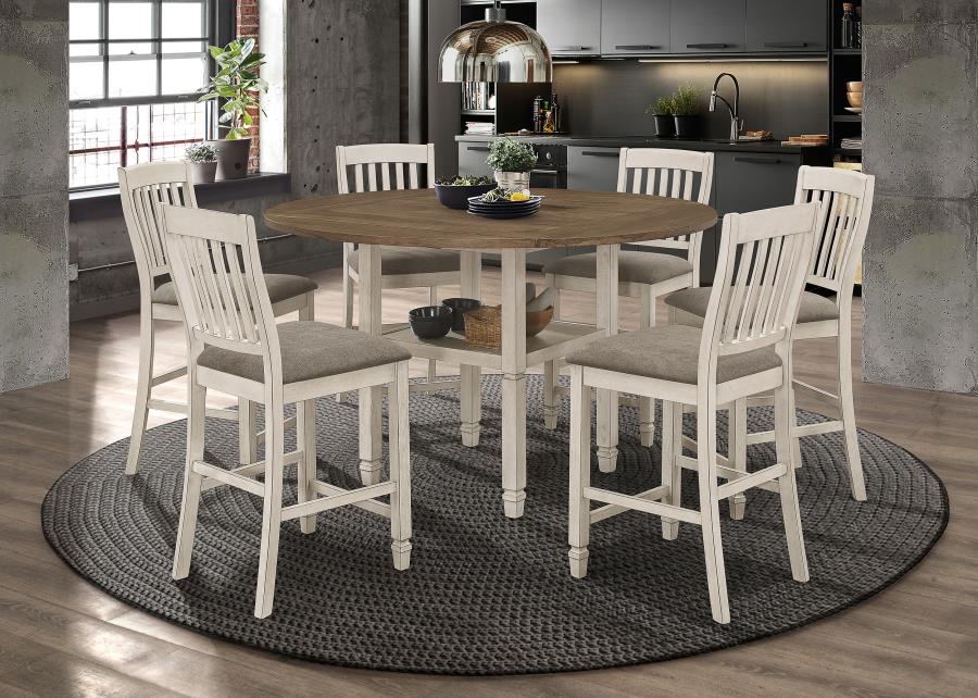 Sarasota 7-piece Drop Leaf Counter Dining Set Rustic Cream (image for) Sarasota 7-piece Drop Leaf Counter Dining Set Rustic Cream