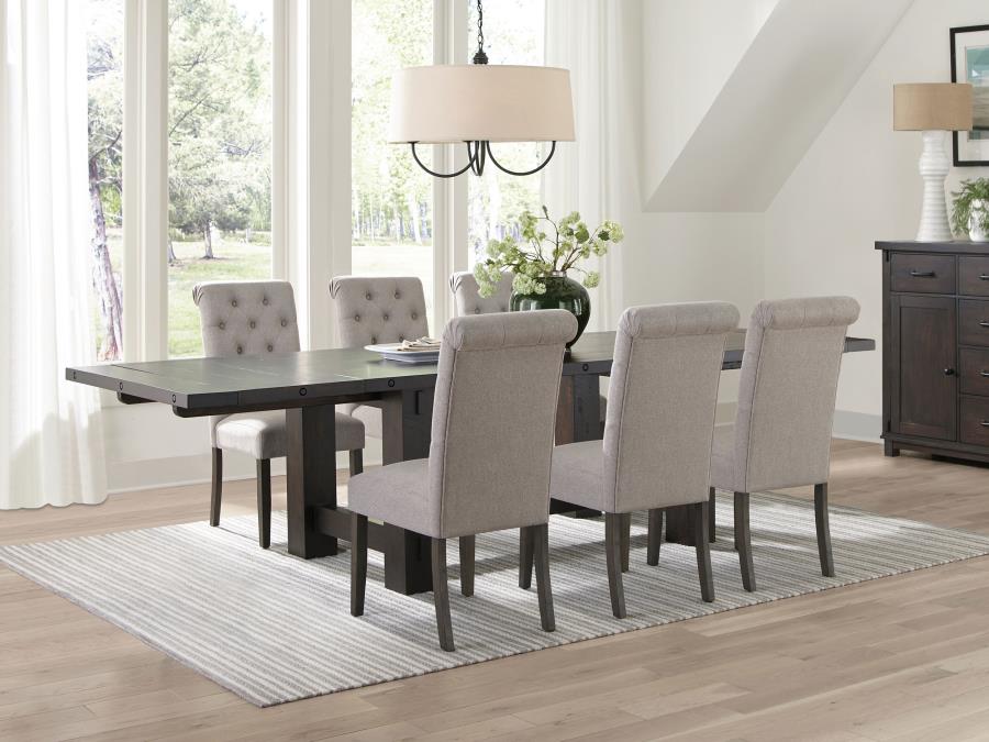 Calandra 7-piece Extension Leaf Dining Table Set Beige (image for) Calandra 7-piece Extension Leaf Dining Table Set Beige