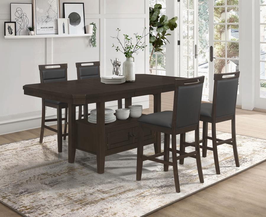 Prentiss 5-piece Butterfly Leaf Dining Table Set Cappuccino (image for) Prentiss 5-piece Butterfly Leaf Dining Table Set Cappuccino