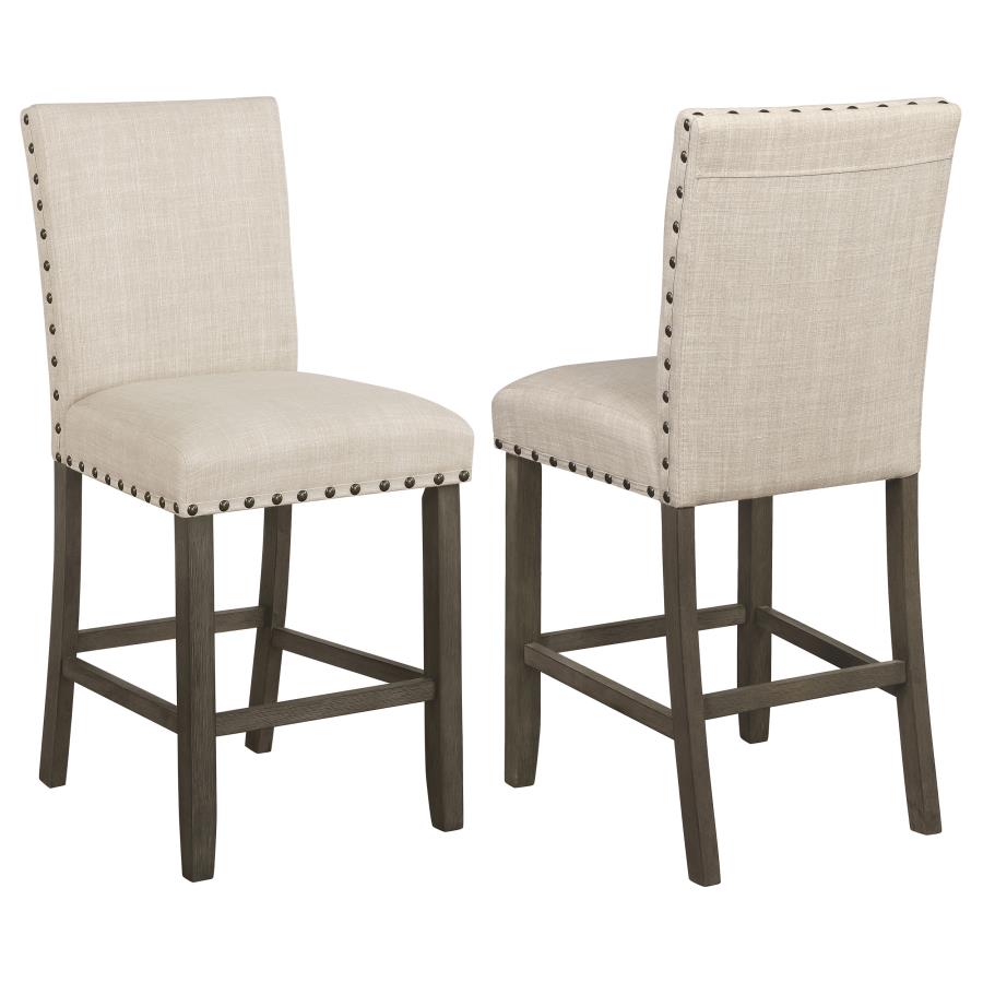 Ralland Fabric Upholstered Counter Chair Beige (Set of 2) (image for) Ralland Fabric Upholstered Counter Chair Beige (Set of 2)