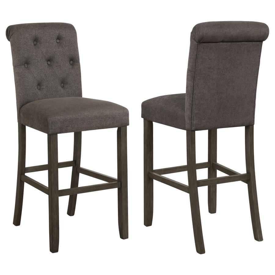 Balboa Fabric Upholstered Bar Chair Grey (Set of 2) (image for) Balboa Fabric Upholstered Bar Chair Grey (Set of 2)
