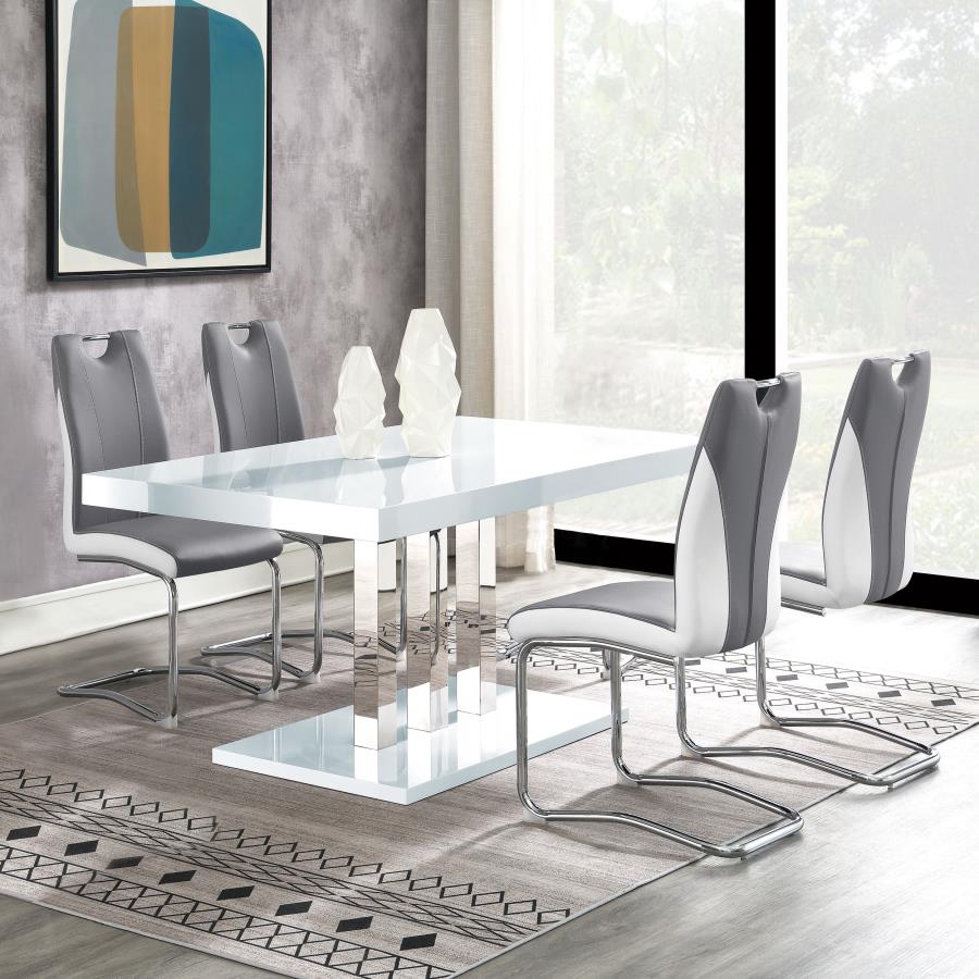 Brooklyn 5-piece Rectangular Dining Set White High Gloss (image for) Brooklyn 5-piece Rectangular Dining Set White High Gloss