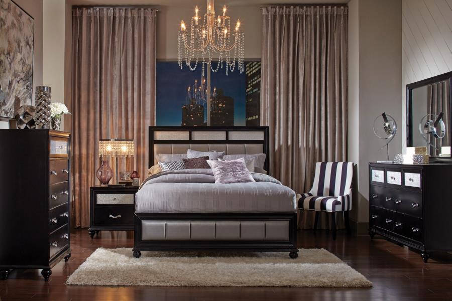Barzini 5-piece Eastern King Bedroom Set Black (image for) Barzini 5-piece Eastern King Bedroom Set Black