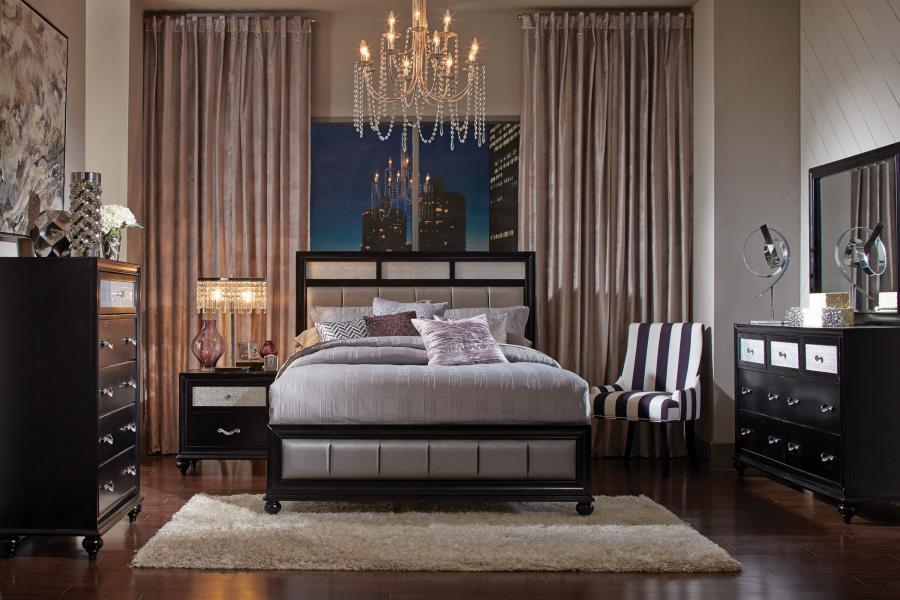 Barzini 5-piece California King Bedroom Set Black (image for) Barzini 5-piece California King Bedroom Set Black