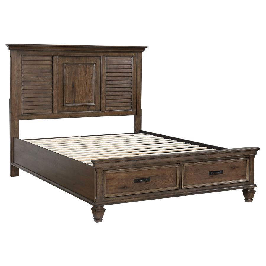 Franco Wood Queen Storage Panel Bed Burnished Oak (image for) Franco Wood Queen Storage Panel Bed Burnished Oak