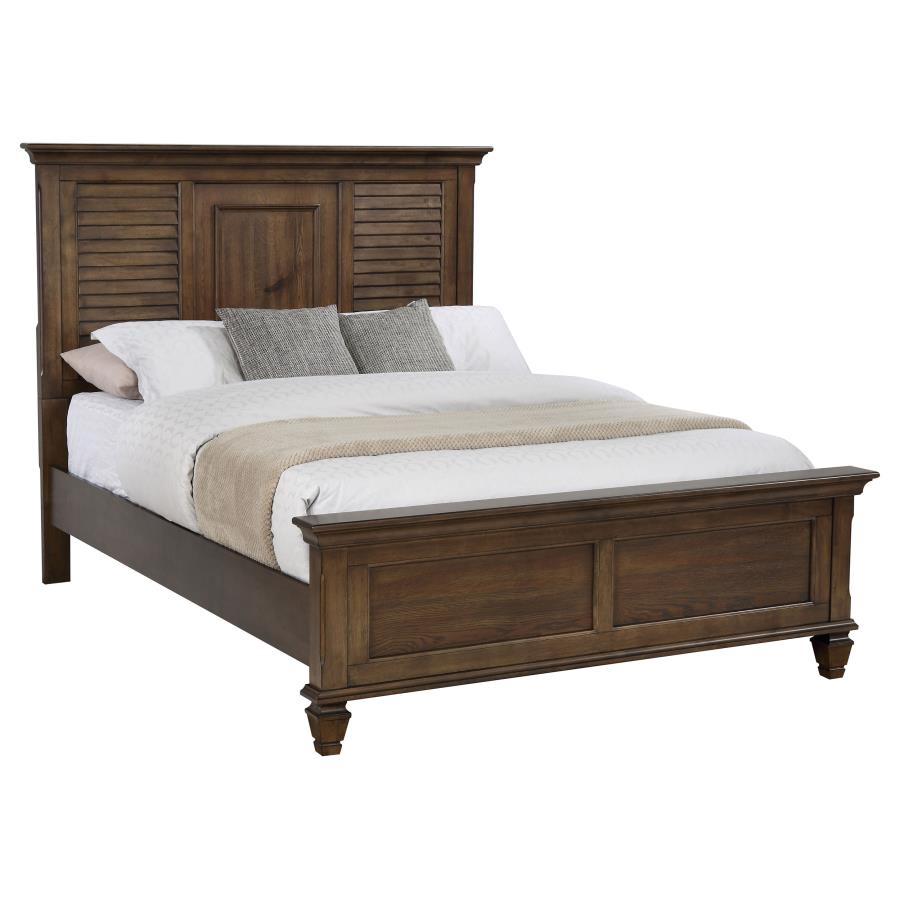 Franco Wood Queen Panel Bed Burnished Oak (image for) Franco Wood Queen Panel Bed Burnished Oak