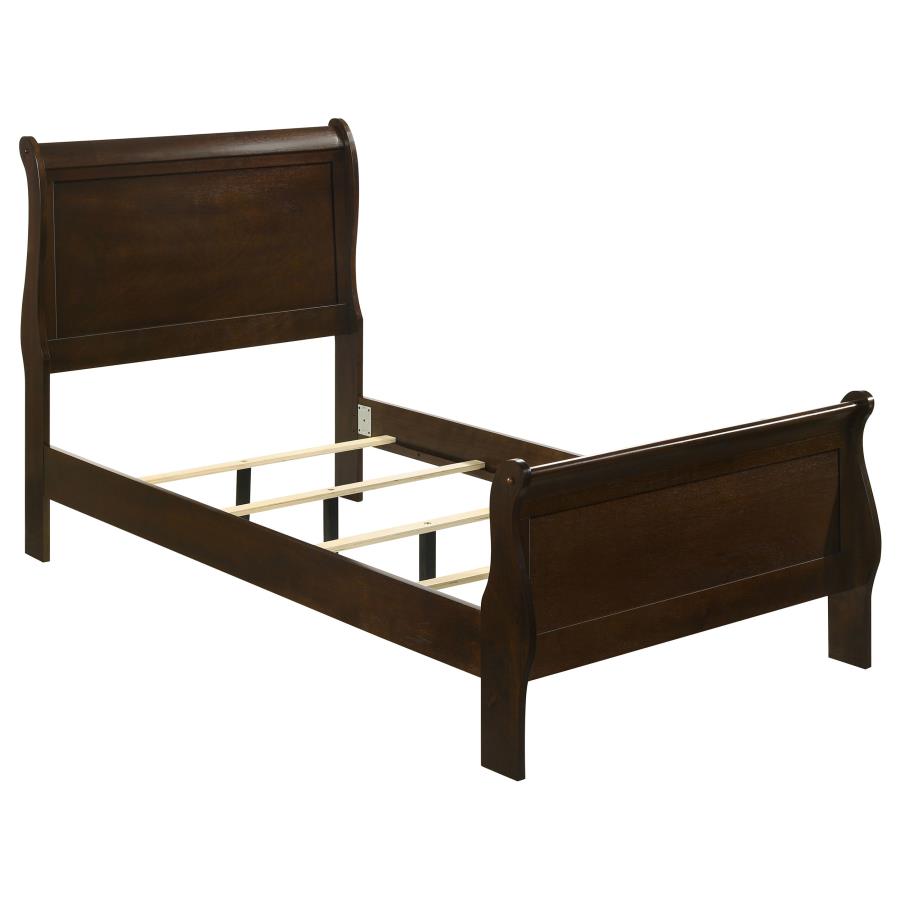 Louis Philippe Wood Twin Sleigh Bed Cappuccino (image for) Louis Philippe Wood Twin Sleigh Bed Cappuccino
