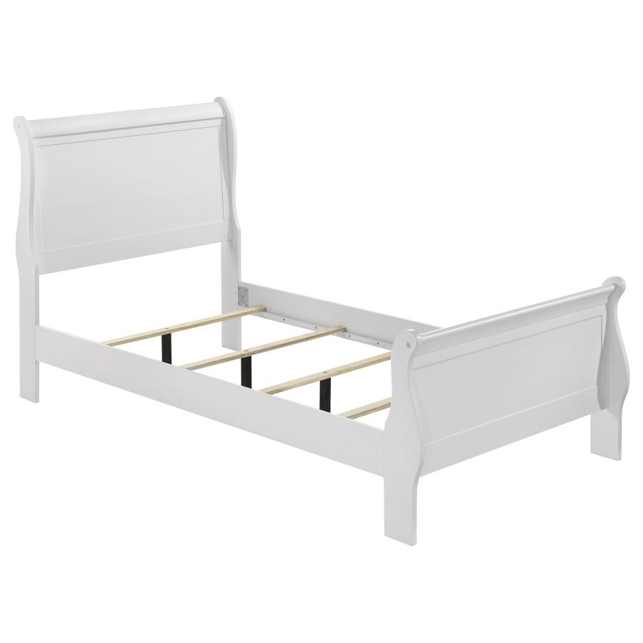 Louis Philippe 47-inch Twin Sleigh Panel Bed White (image for) Louis Philippe 47-inch Twin Sleigh Panel Bed White