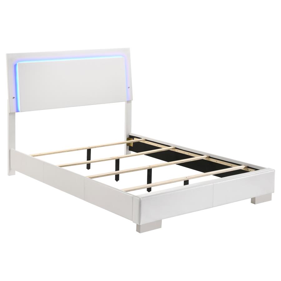 Felicity Wood Full LED Panel Bed White High Gloss (image for) Felicity Wood Full LED Panel Bed White High Gloss