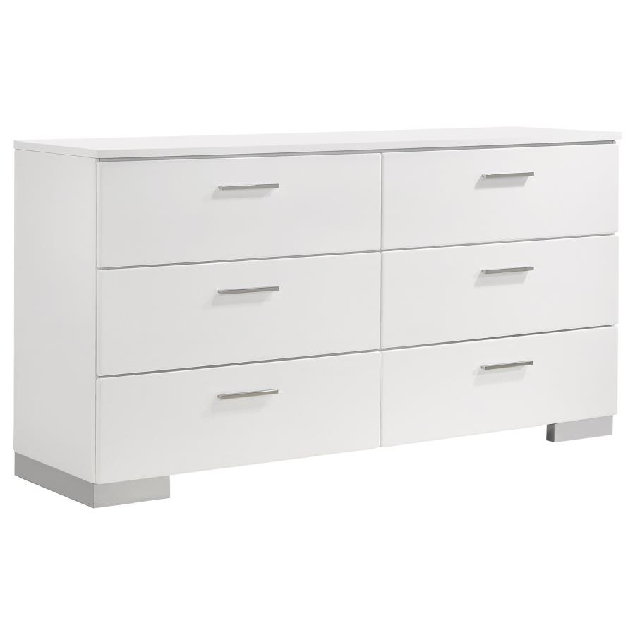 Felicity 6-piece Eastern King Bedroom Set White High Gloss