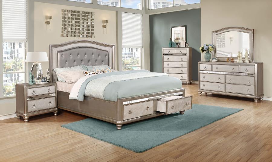 Bling Game 5-piece Eastern King Bedroom Set Platinum (image for) Bling Game 5-piece Eastern King Bedroom Set Platinum
