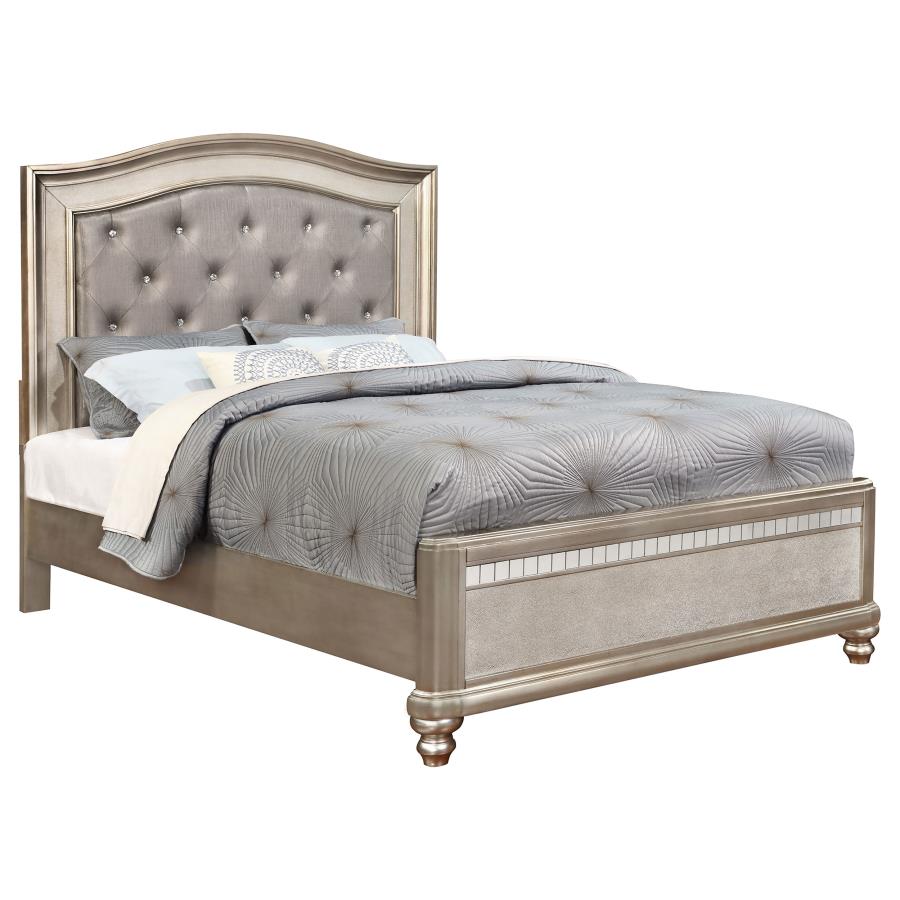 Bling Game Wood Eastern King Panel Bed Metallic Platinum (image for) Bling Game Wood Eastern King Panel Bed Metallic Platinum
