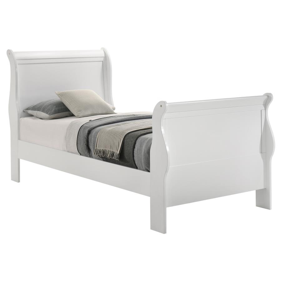 Louis Philippe Wood Twin Sleigh Bed White (image for) Louis Philippe Wood Twin Sleigh Bed White