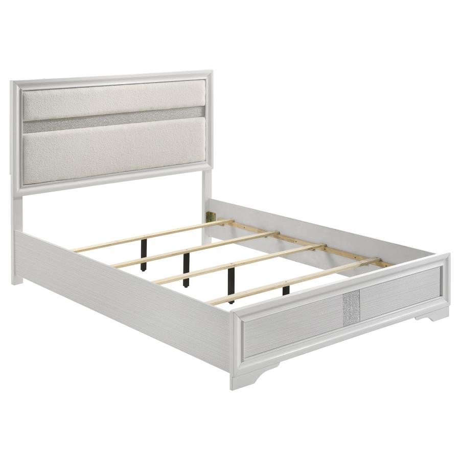 Miranda 54-inch Upholstered Full Panel Bed White (image for) Miranda 54-inch Upholstered Full Panel Bed White