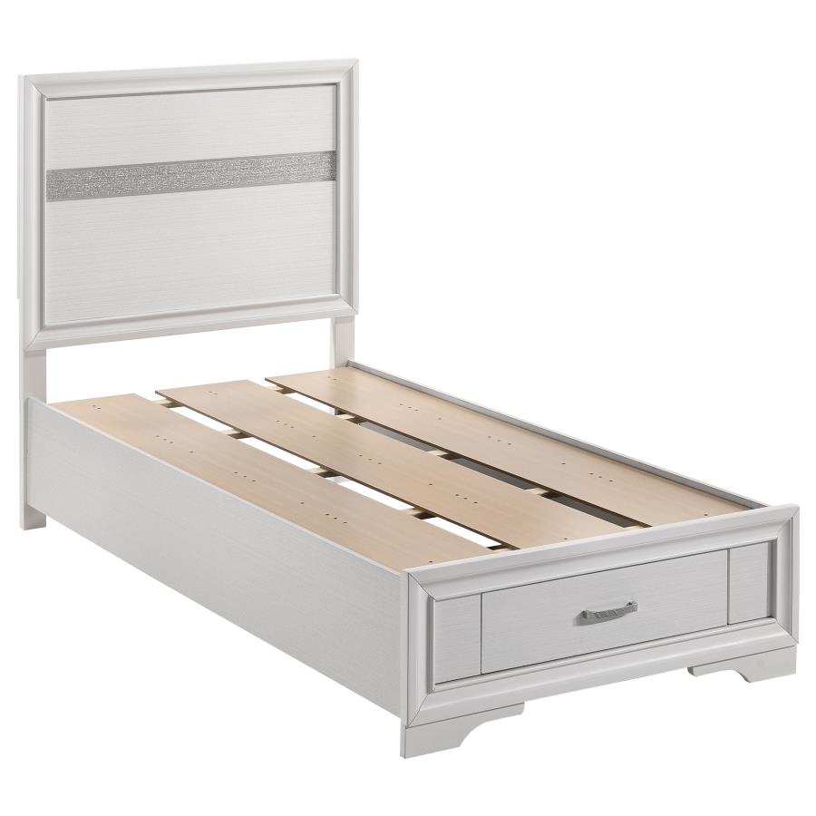 Miranda 51-inch Wood Twin Storage Panel Bed White (image for) Miranda 51-inch Wood Twin Storage Panel Bed White
