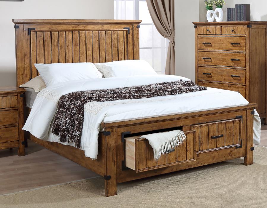 Brenner Wood Full Storage Panel Bed Rustic Honey (image for) Brenner Wood Full Storage Panel Bed Rustic Honey