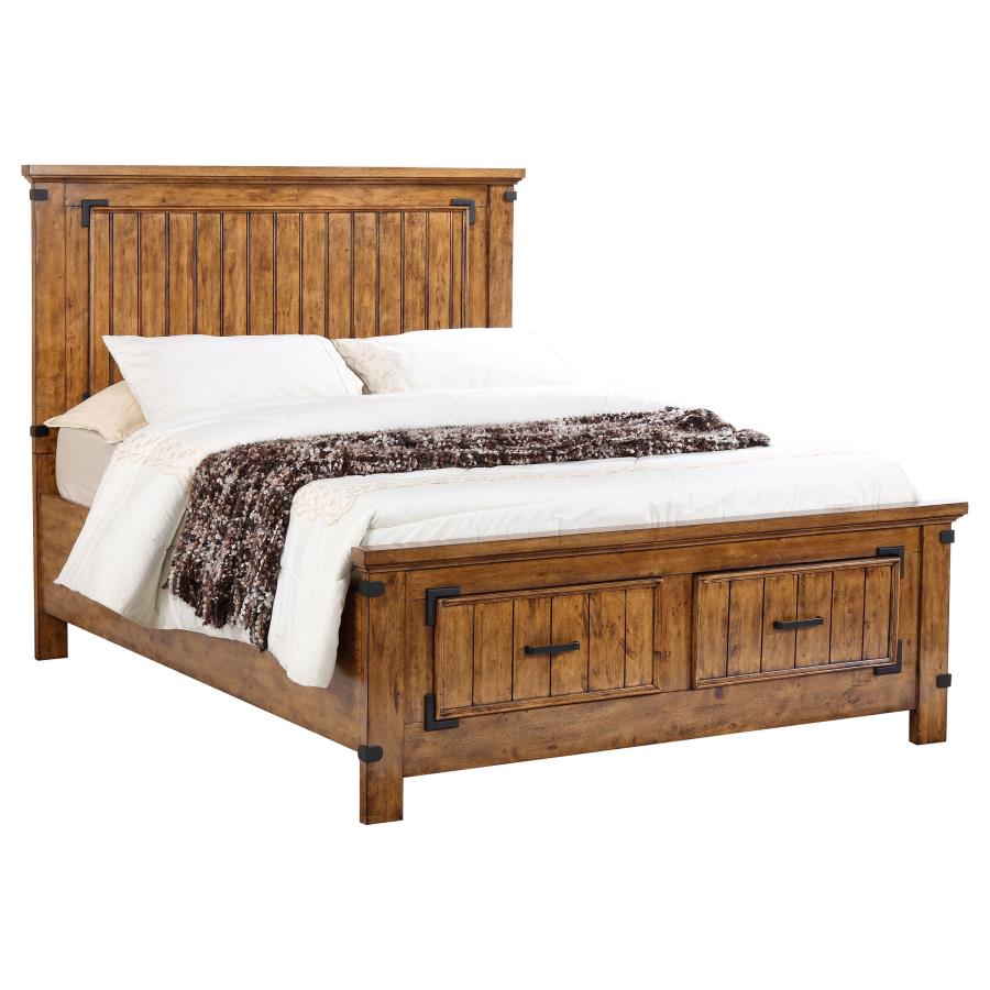 Brenner Wood Eastern King Storage Panel Bed Rustic Honey (image for) Brenner Wood Eastern King Storage Panel Bed Rustic Honey