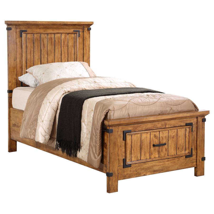 Brenner Wood Twin Storage Panel Bed Rustic Honey (image for) Brenner Wood Twin Storage Panel Bed Rustic Honey