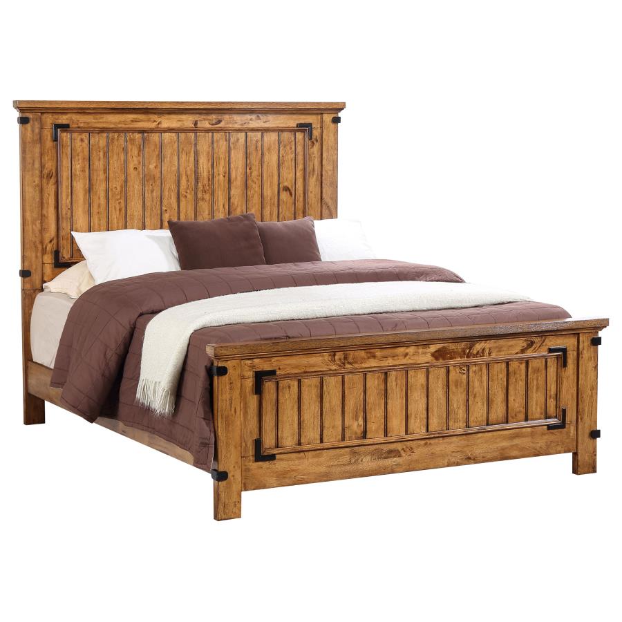 Brenner Wood Queen Panel Bed Rustic Honey (image for) Brenner Wood Queen Panel Bed Rustic Honey