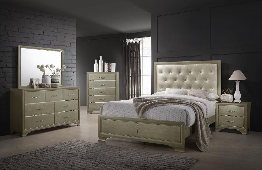 Beaumont 4-piece Eastern King Bedroom Set Champagne (image for) Beaumont 4-piece Eastern King Bedroom Set Champagne