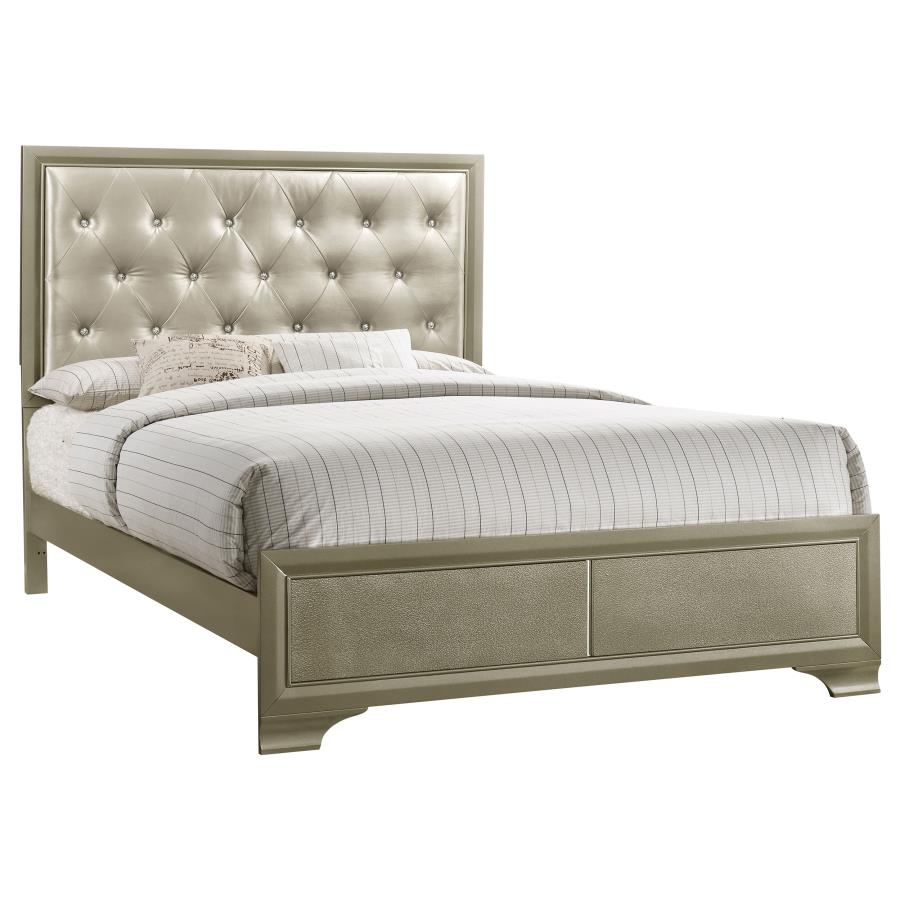 Beaumont Wood Queen Panel Bed Champagne (image for) Beaumont Wood Queen Panel Bed Champagne
