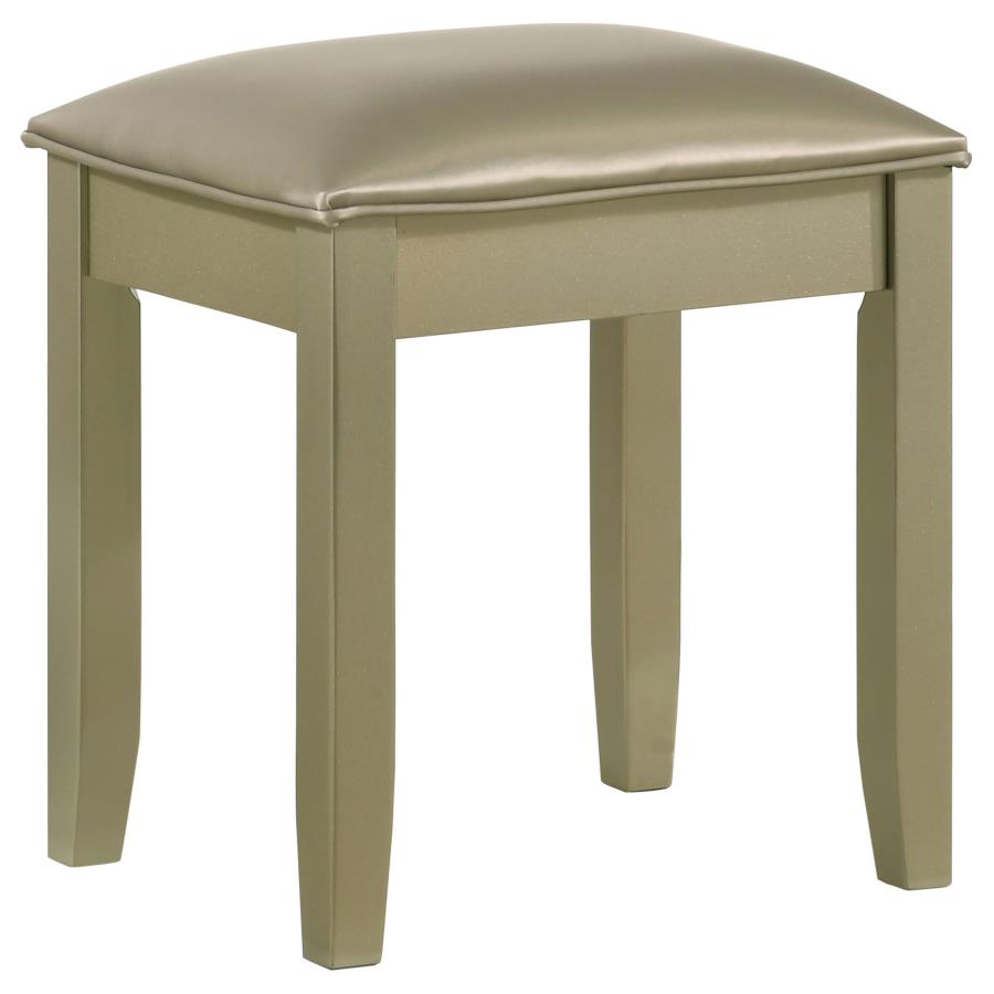 Beaumont Square Upholstered Vanity Stool Champagne (image for) Beaumont Square Upholstered Vanity Stool Champagne