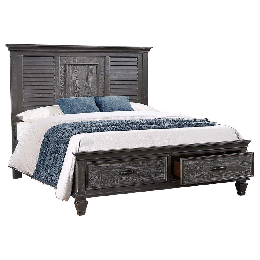 Franco Wood Eastern King Storage Panel Bed Weathered Sage (image for) Franco Wood Eastern King Storage Panel Bed Weathered Sage