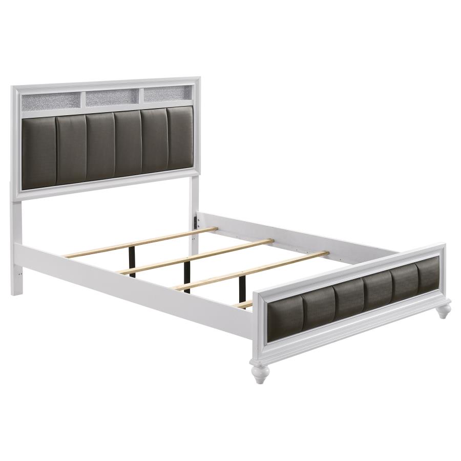 Barzini Wood Eastern King Panel Bed White (image for) Barzini Wood Eastern King Panel Bed White