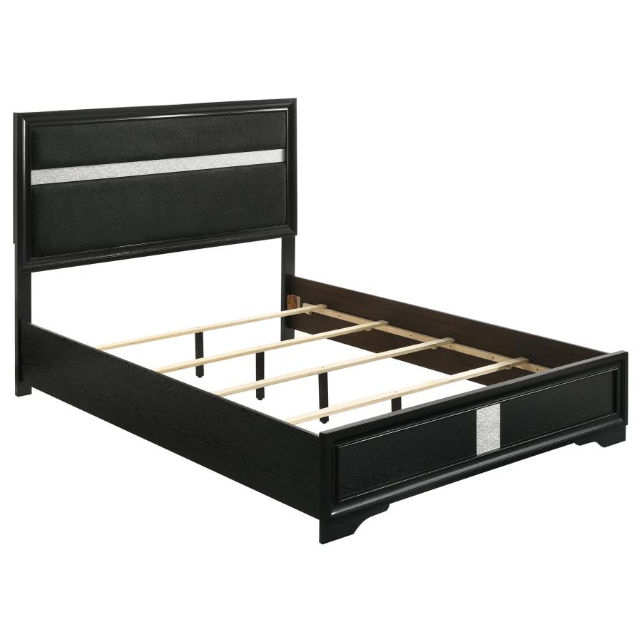 Miranda 54-inch Upholstered Full Panel Bed Black (image for) Miranda 54-inch Upholstered Full Panel Bed Black