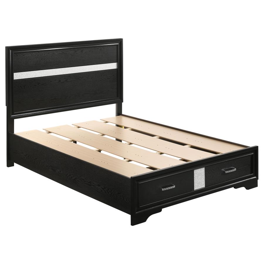 Miranda 51-inch Wood Full Storage Panel Bed Black (image for) Miranda 51-inch Wood Full Storage Panel Bed Black