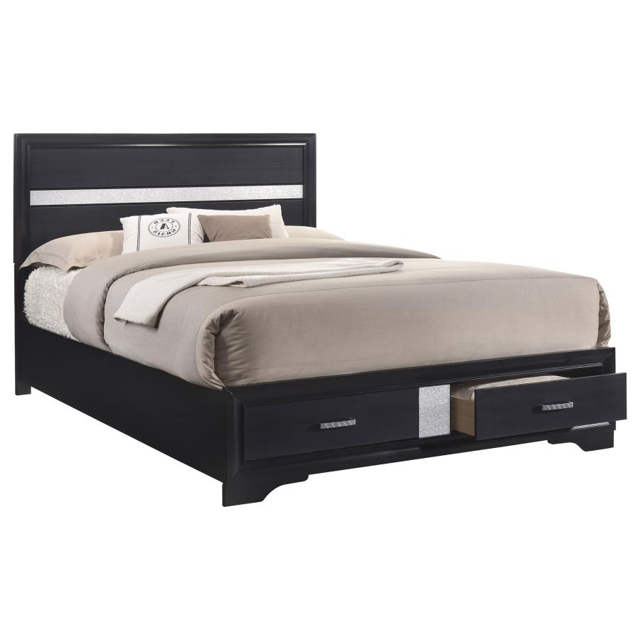 (image for) Miranda 51-inch Wood Eastern King Storage Panel Bed Black