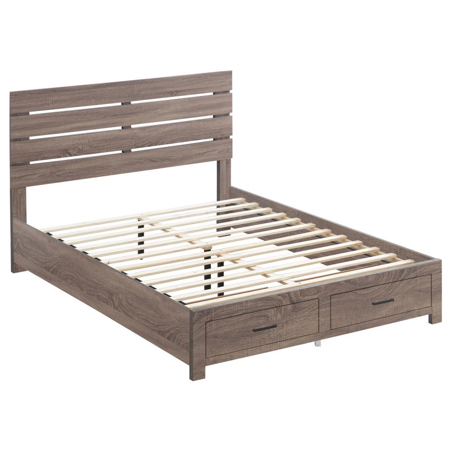 Brantford Wood Queen Storage Panel Bed Barrel Oak (image for) Brantford Wood Queen Storage Panel Bed Barrel Oak