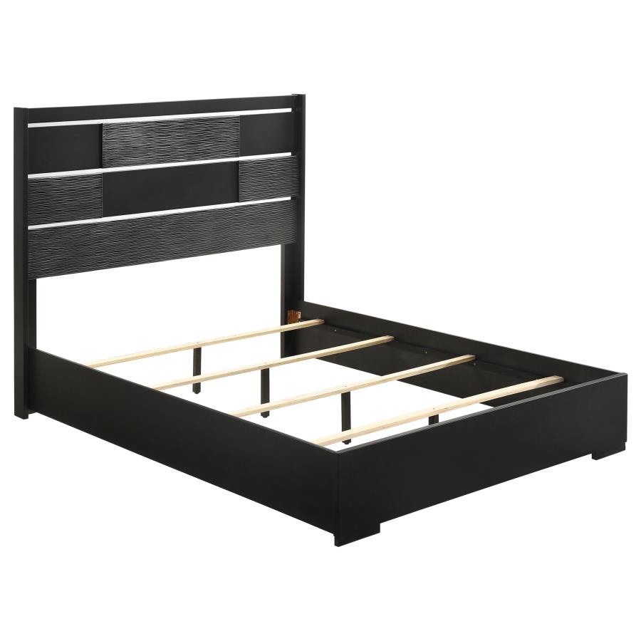 Blacktoft Wood Queen Panel Bed Black (image for) Blacktoft Wood Queen Panel Bed Black