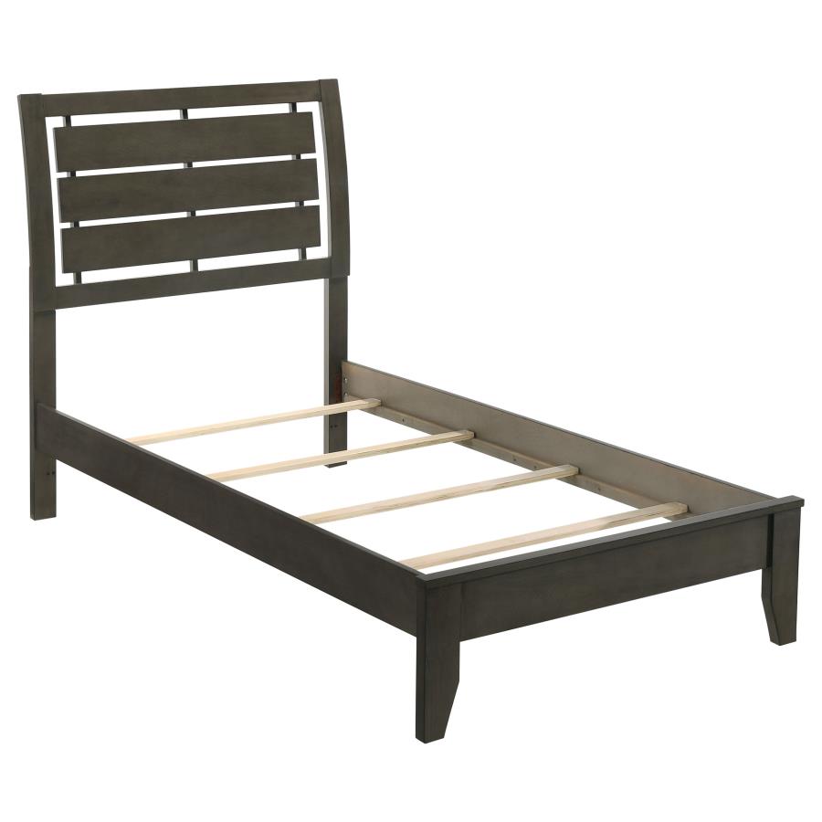 Serenity Wood Twin Panel Bed Mod Grey (image for) Serenity Wood Twin Panel Bed Mod Grey