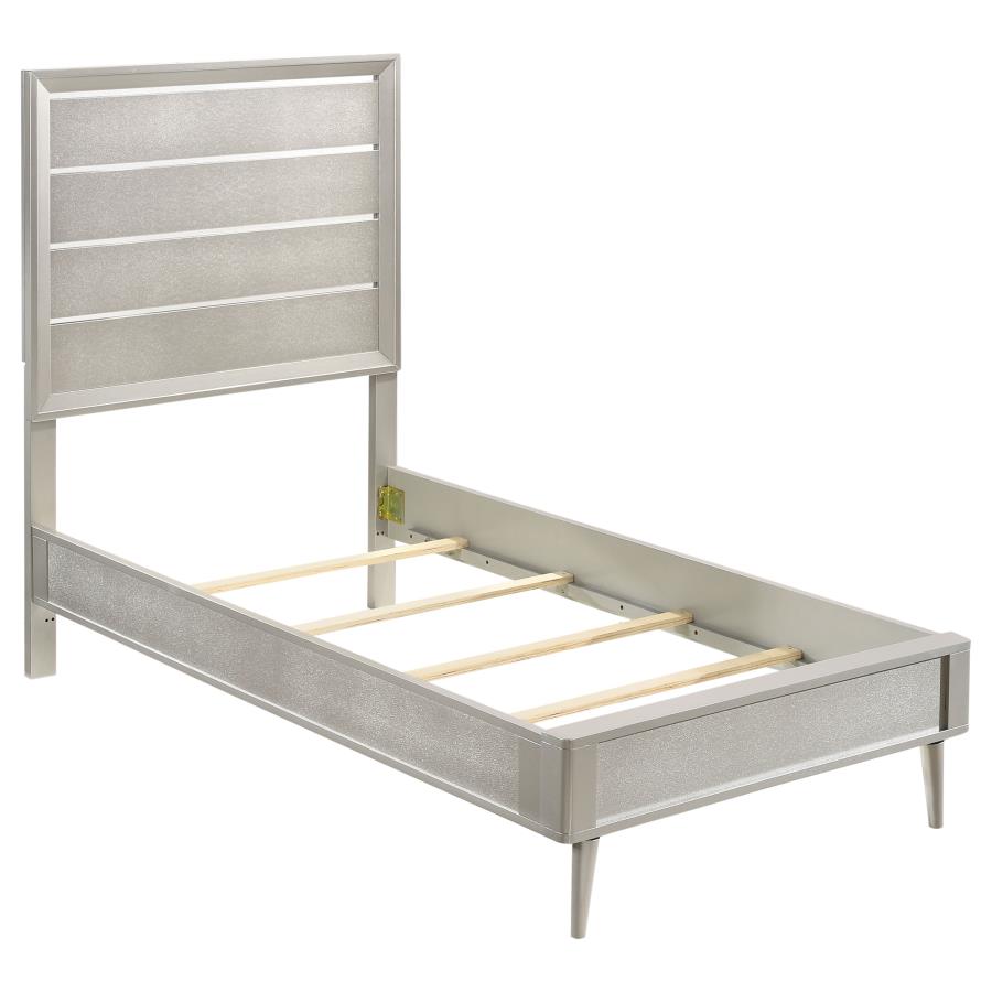 Ramon Wood Twin Panel Bed Metallic Sterling (image for) Ramon Wood Twin Panel Bed Metallic Sterling