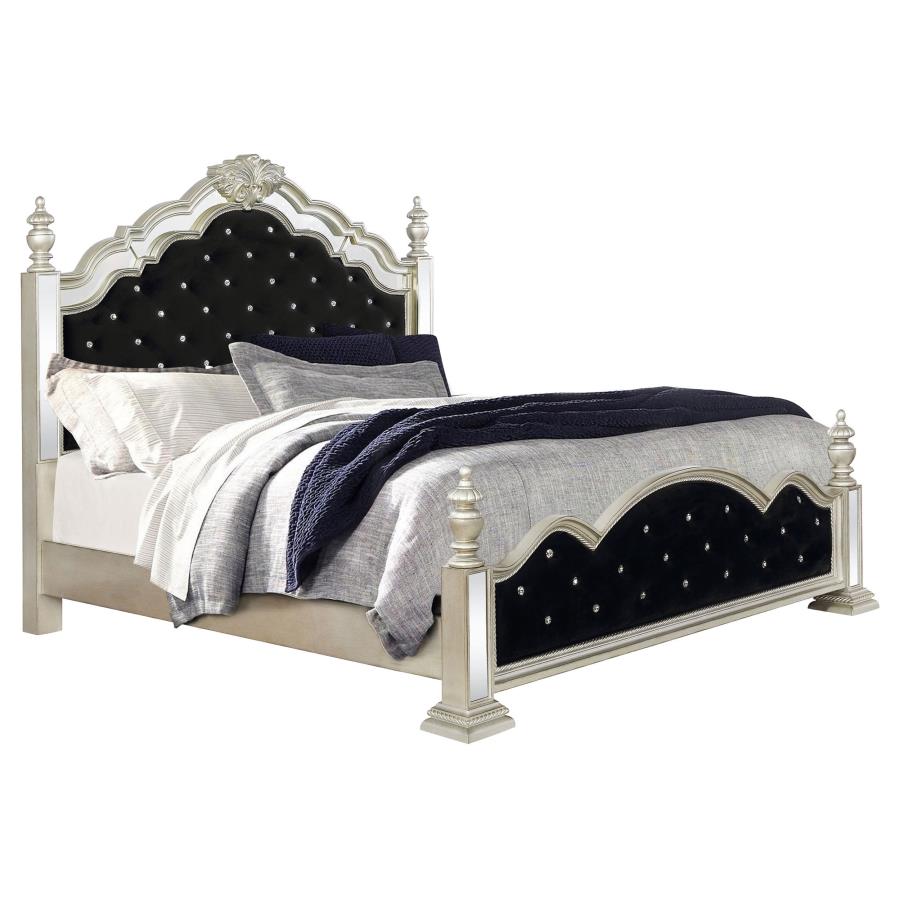 Heidi Wood Eastern King Poster Bed Metallic Platinum (image for) Heidi Wood Eastern King Poster Bed Metallic Platinum