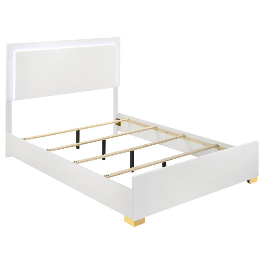 Marceline Wood Full LED Panel Bed White (image for) Marceline Wood Full LED Panel Bed White